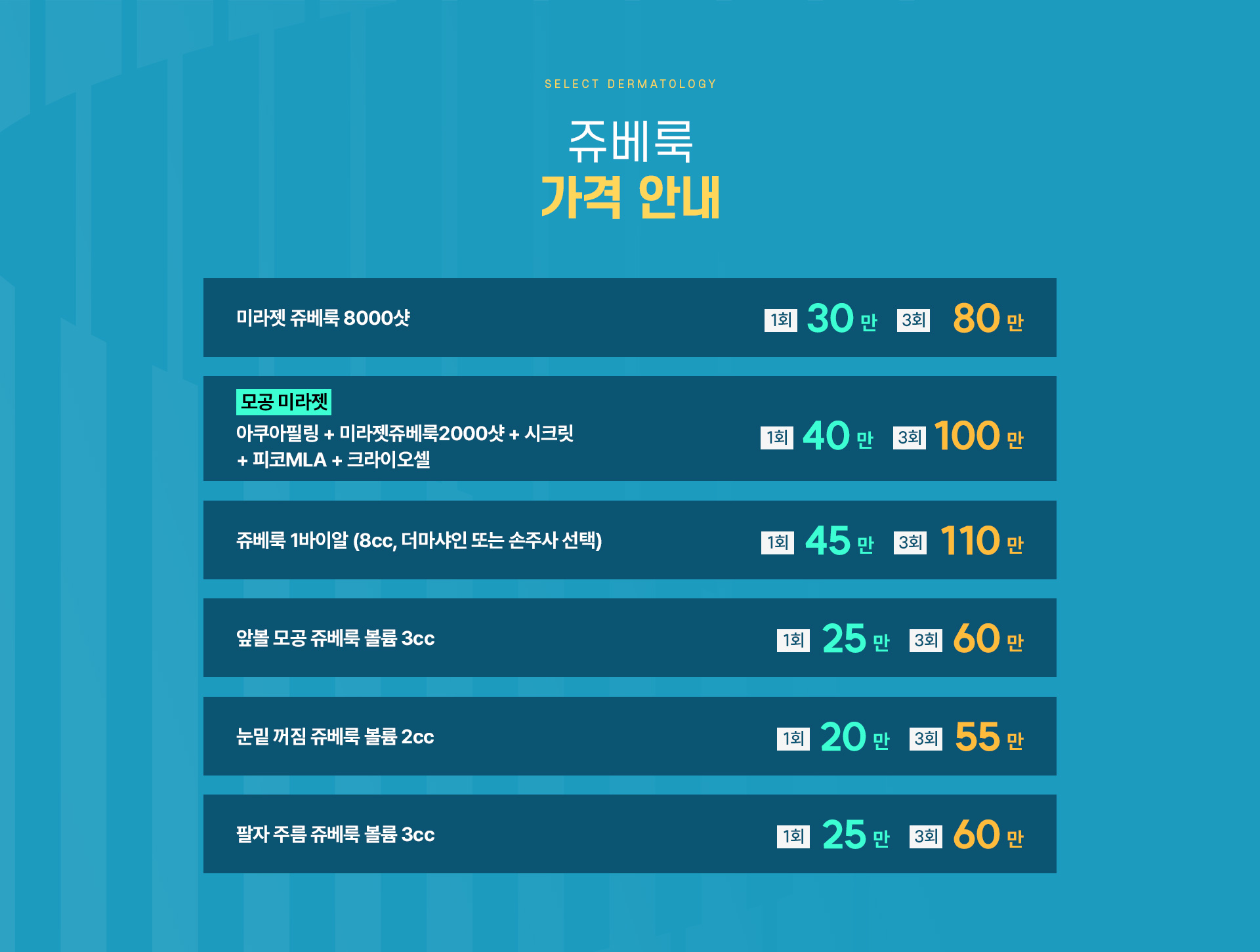 쥬베룩 가격안내